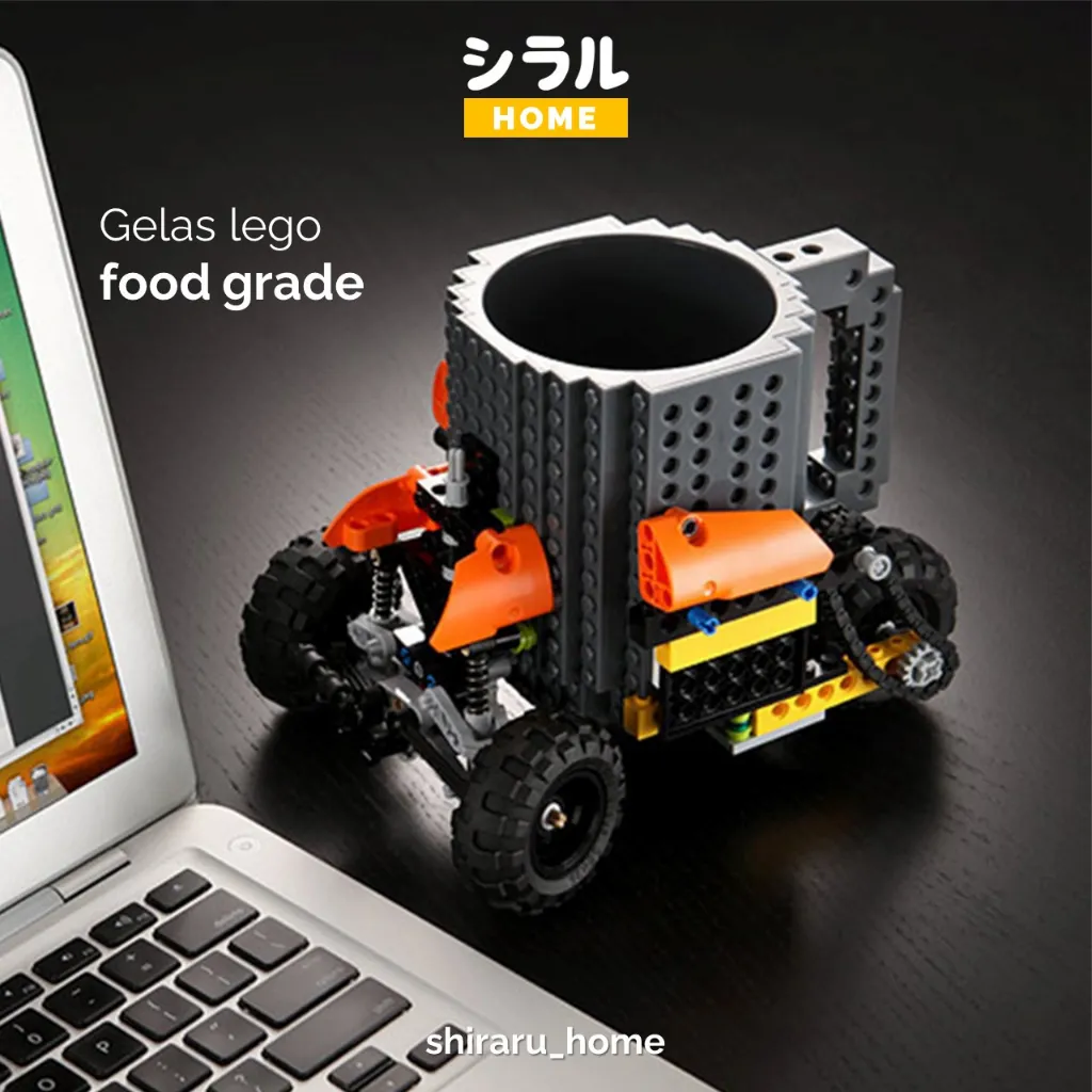 [FOOD GRADE] Gelas Mug Anak 350ml Lucu Unik Lego Build-on Brick BPA FREE