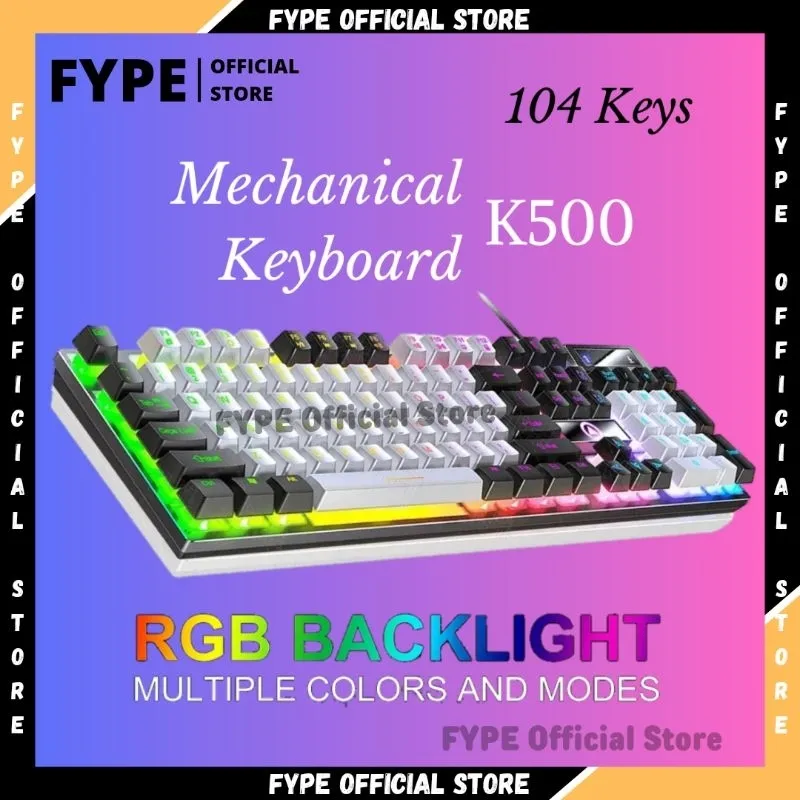 FYPE Gaming Keyboard RGB Cable Light K500 Mechanical Hand
