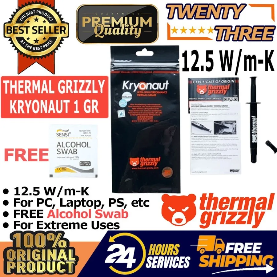 Thermal Grizzly Kryonaut Thermal Paste 1 Gram 1gr Original Pasta Processor CPU Asli