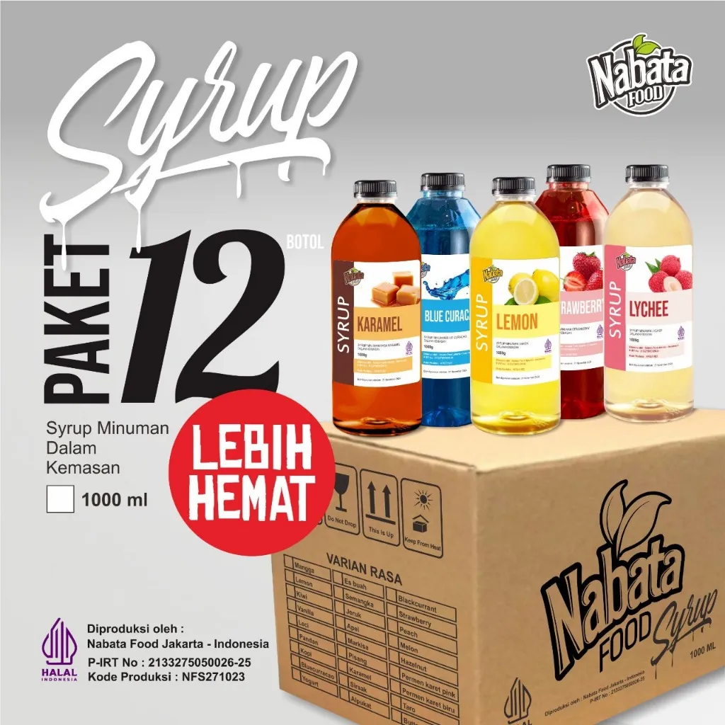 Sirup Nabata Food 1 Dus Harga Grosir isi 12 Pcs Paket Reseller