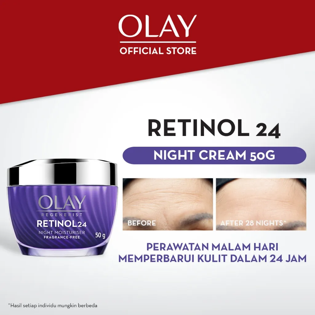 Olay Regenerist Retinol 24 Niacinamide Night Moisturizer Cream Skincare Perawatan Wajah Antiaging 50g