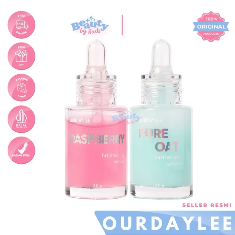 BEAUTYBY.NADS | OURDAYLEE SERUM WAJAH RASPBERRY BRIGHTENING SERUM PURE OAT BARRIER PRO SERUM BY OUR DAYLEE OURDAYLEE