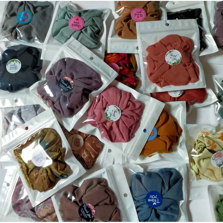 Souvenir Pernikahan Ikat Rambut Scrunchie Overlay Wedding Hijab Korea Hijab Pernikahan