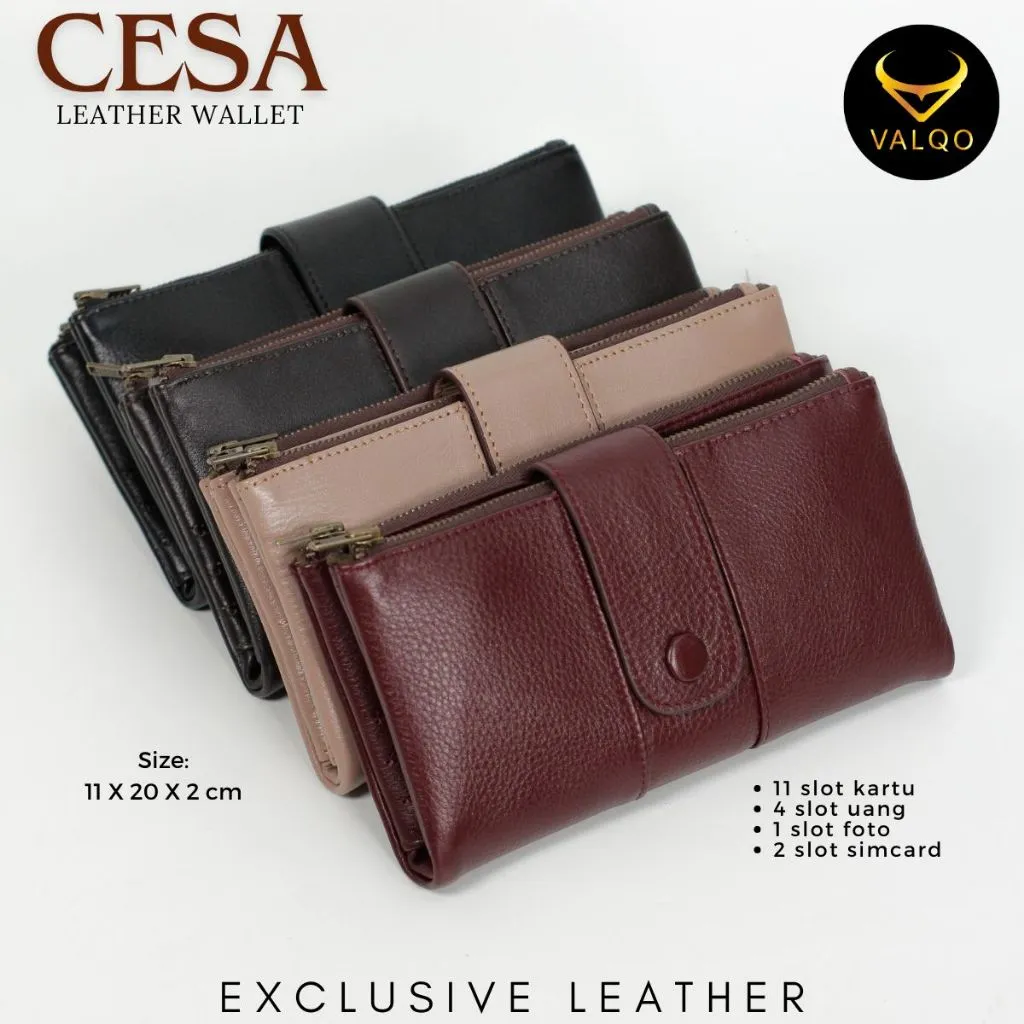 VALQO CESA Dompet Kulit Sapi Dompet Wanita Perempuan Dompet HP Dompet kartu