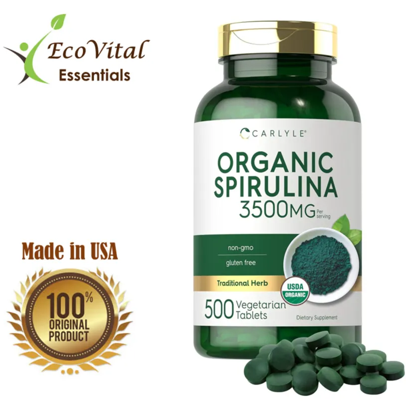 Spirulina Organic Carlyle 3500mg 500 Tablets