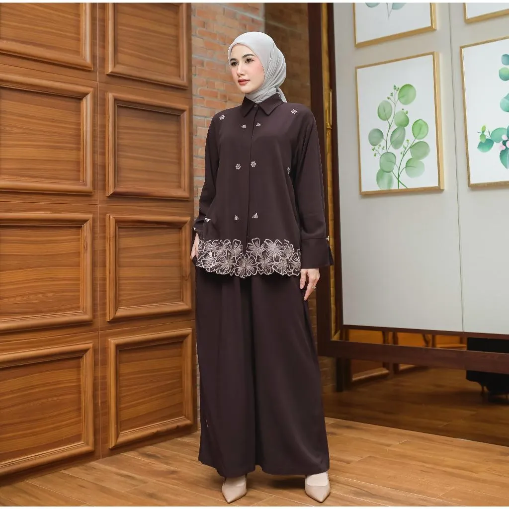Oneset Kirana Rayon Twill Premium Adem Elegant Setelan Wanita