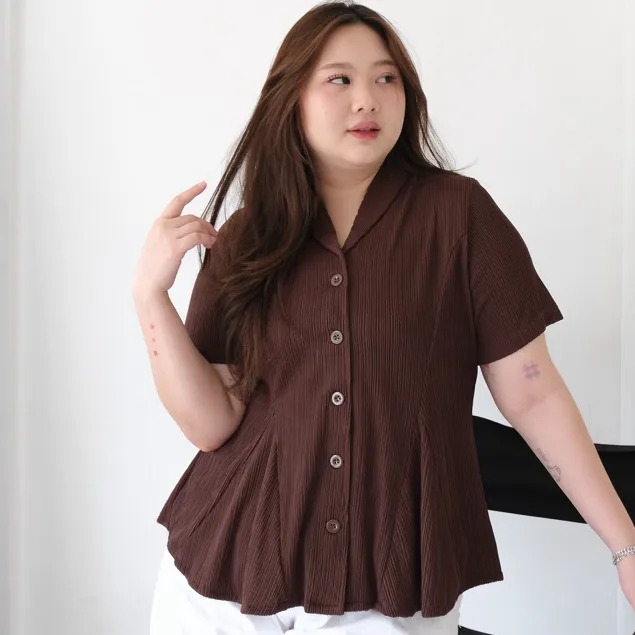 Bigsissy - Audrey Top Atasan Wanita Bigsize Jumbo | Atasan Pleats Knit Jumbo | Atasan Bigsize Murah | Atasan Wanita Korea | Atasan Wanita Formal