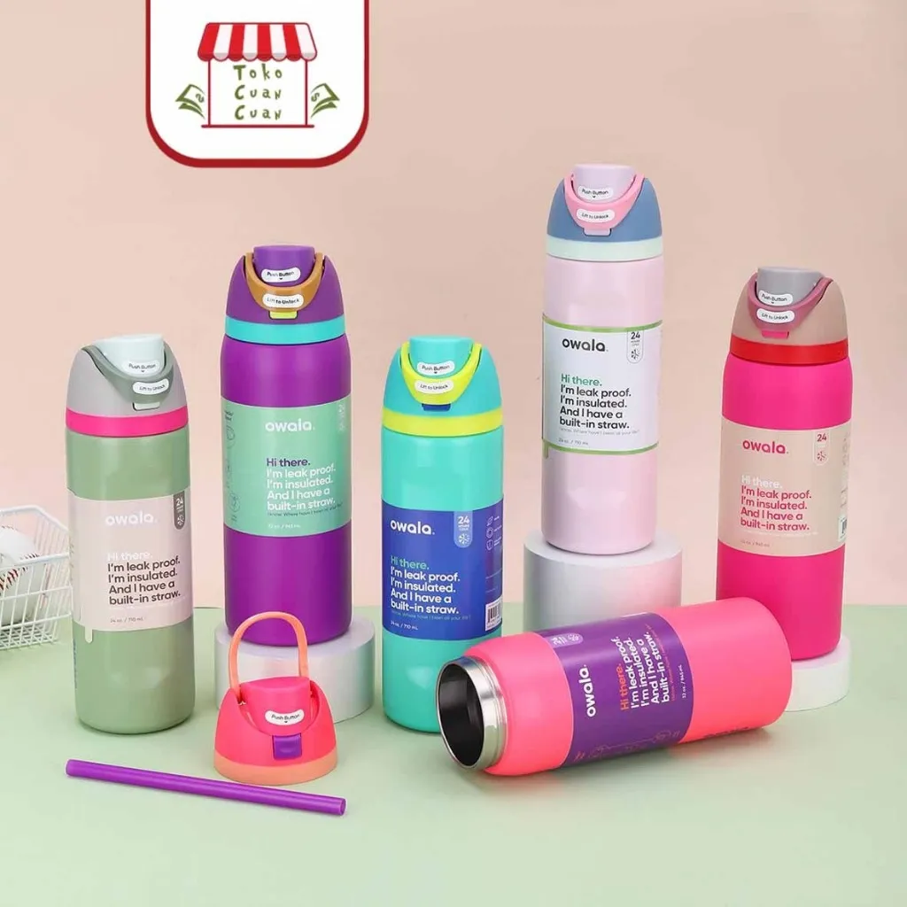 TCC Owala Freesip 24oz 32oz Stainless Steel Thermos Mirror 1:1 Tumbler Botol Minum Anak Dewasa