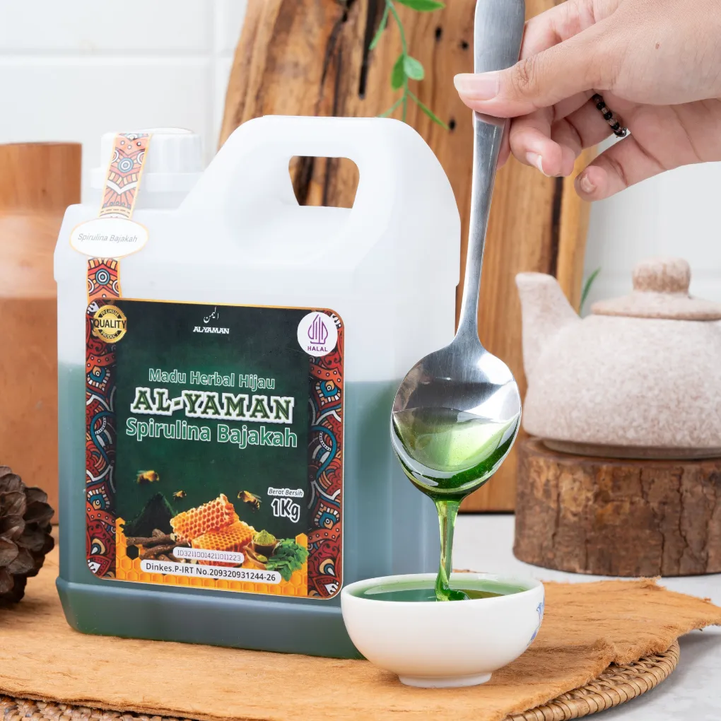 Al Yaman - Madu Herbal Hijau Spirulina Bajakah Untuk Penyakit Maag asam lambung dan gred madu herbal hijau untuk masalah di lambung