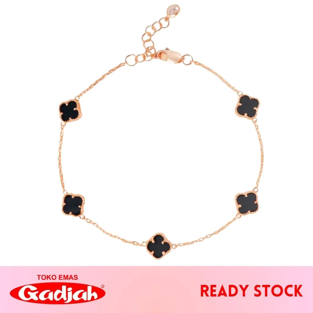 Gelang Emas Clover - Black / White / Red / Pink Clover Gold Bracelet - Toko Emas Gadjah