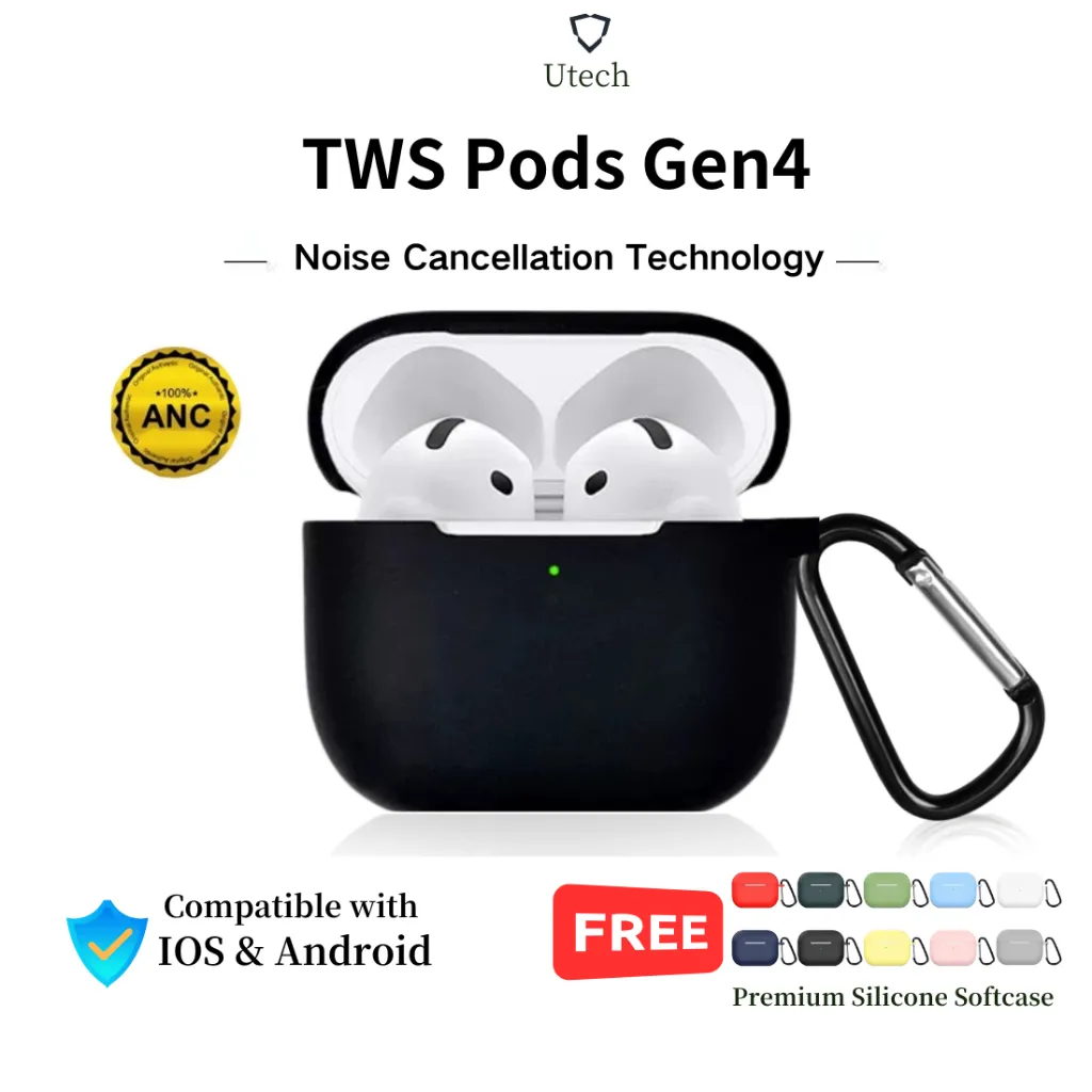 Utech Pods Gen4 Active Noise Cancellation Wireless Bluetooth Earphone Headset Headphone Earbuds TWS HIFI Surround