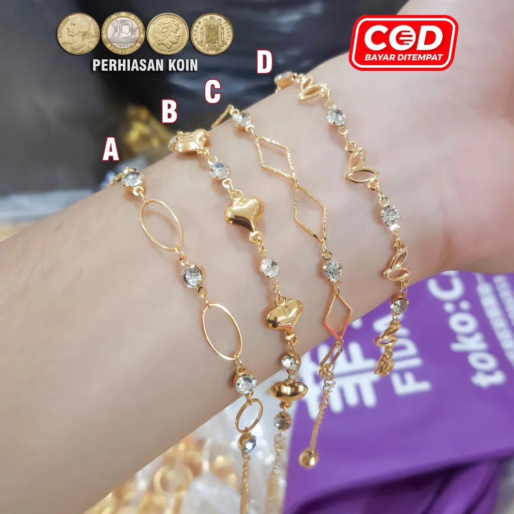 Gelang Wanita Kecil Simple Mungil Gold 18k