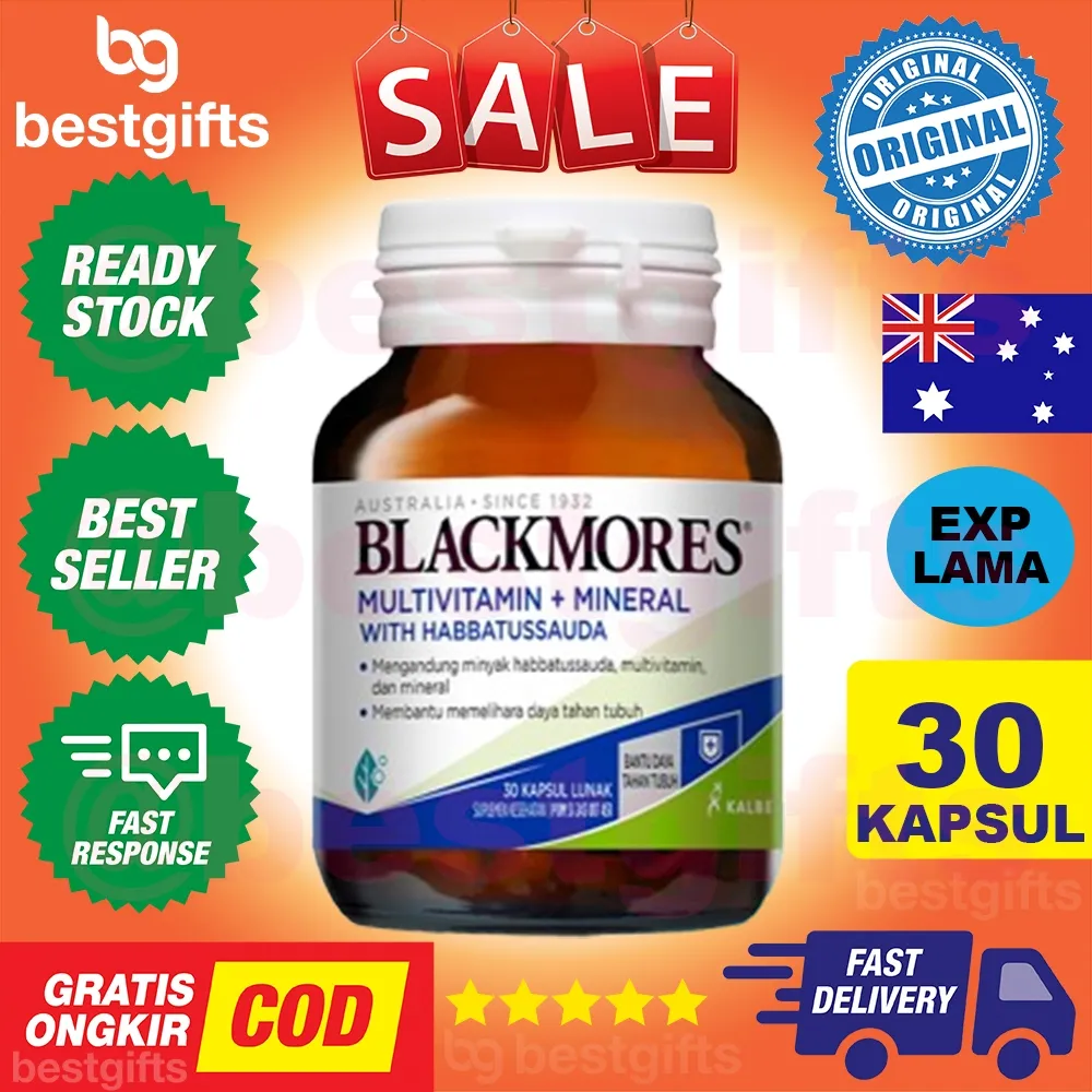 BLACKMORES MULTIVITAMIN + MINERAL WITH HABBATUSSAUDA MEMBANTU MEMELIHARA DAYA TAHAN TUBUH 30 KAPSUL LUNAK
