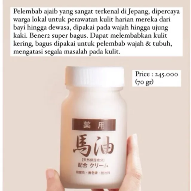 HORSE OIL from Hokkaido JAPAN ORIGINAL Horse Oil TERBAIK