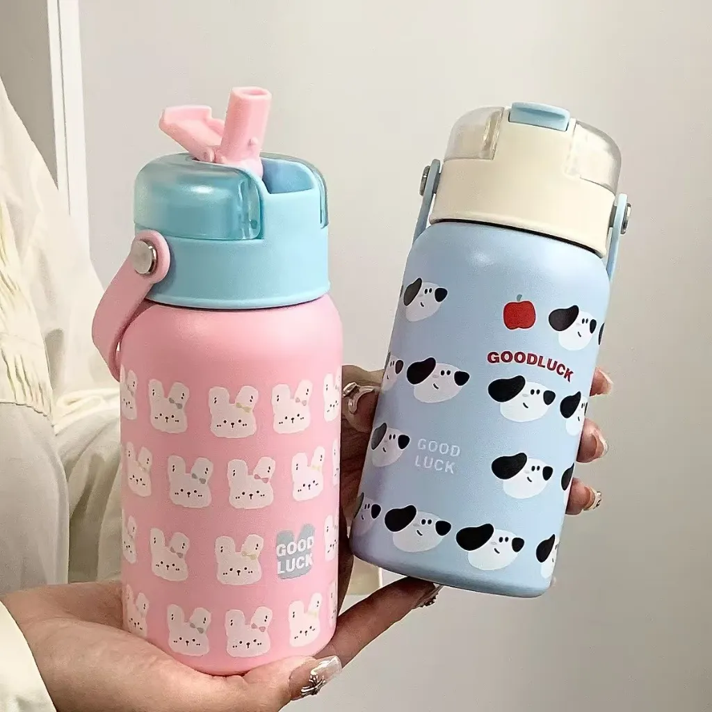 BZ-249 Termos botol minum 500ML with handle straw & sippy botol minum anak sedotan teguk