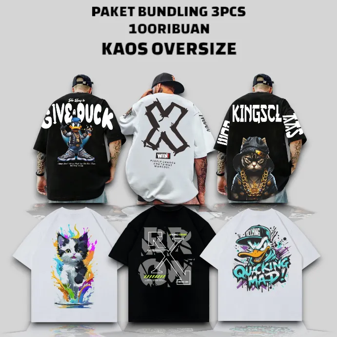 PAKETAN 3PCS 1OORB KAOS OVERSIZE /KAOS T-SHIRT PRIA MOTIF /KAOS OVERSIZE DISTRO VIRAL TERPOPULER