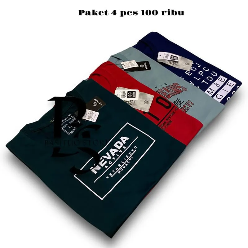 Promo Paketan Kaos 100 Dapat 4 MixBrand NVD BBG Original Distro Pria Wanita Terbaru Terlaris Termurah 2024 Bahan Semi Cotton 28s Ukuran M L XL XXL XXXL Jumbo Unisex