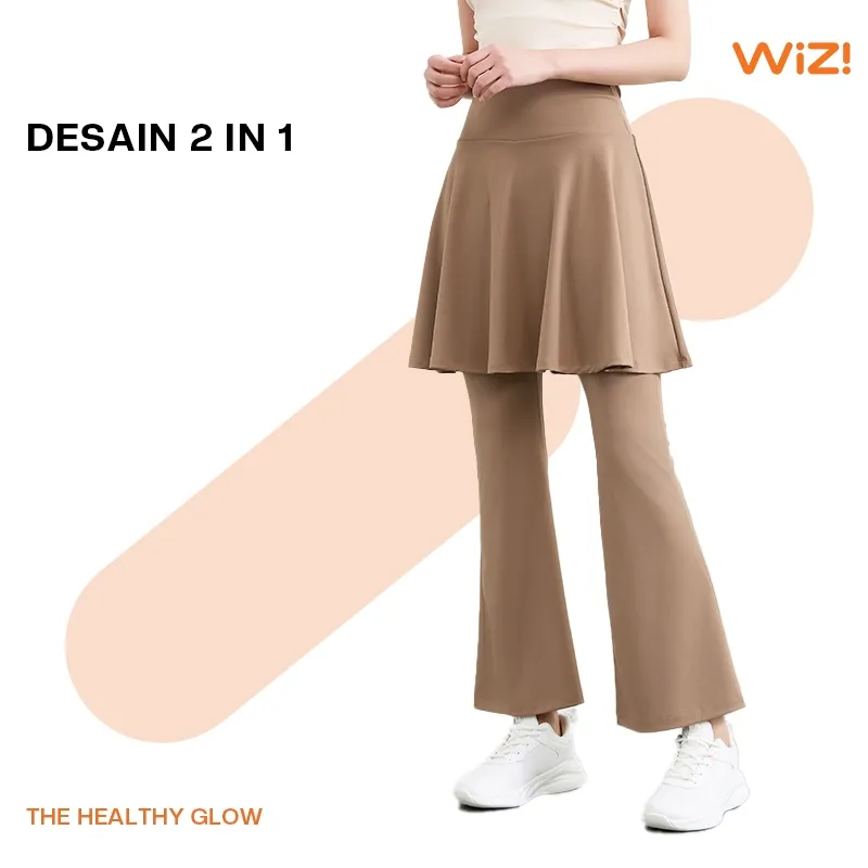 WiZi Yoga Legging Cutbray Olahraga Training Sport Wanita Flared Pants Pilates Outfit Tenis Bulu Tangkis