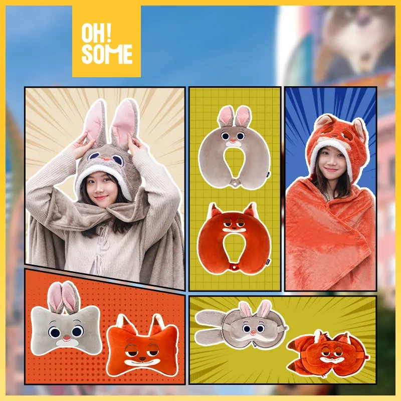 [OHSOME x Disney] - Disney Zootopia Collection Series Bantal Leher Topi Tas Karakter Judy & Nick
