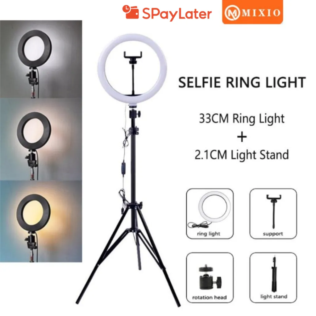 MIXIO Ring Light 33cm + Light Stand Tripod 2M Selfie Livestreamer