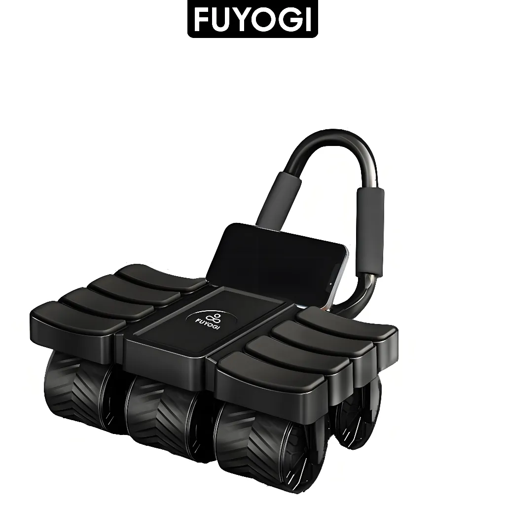 FUYOGI Abdominal Wheel Roller Ab Auto Rebound 8 Pads 6 Wheels Gym Home Workout Hitung Cerdas