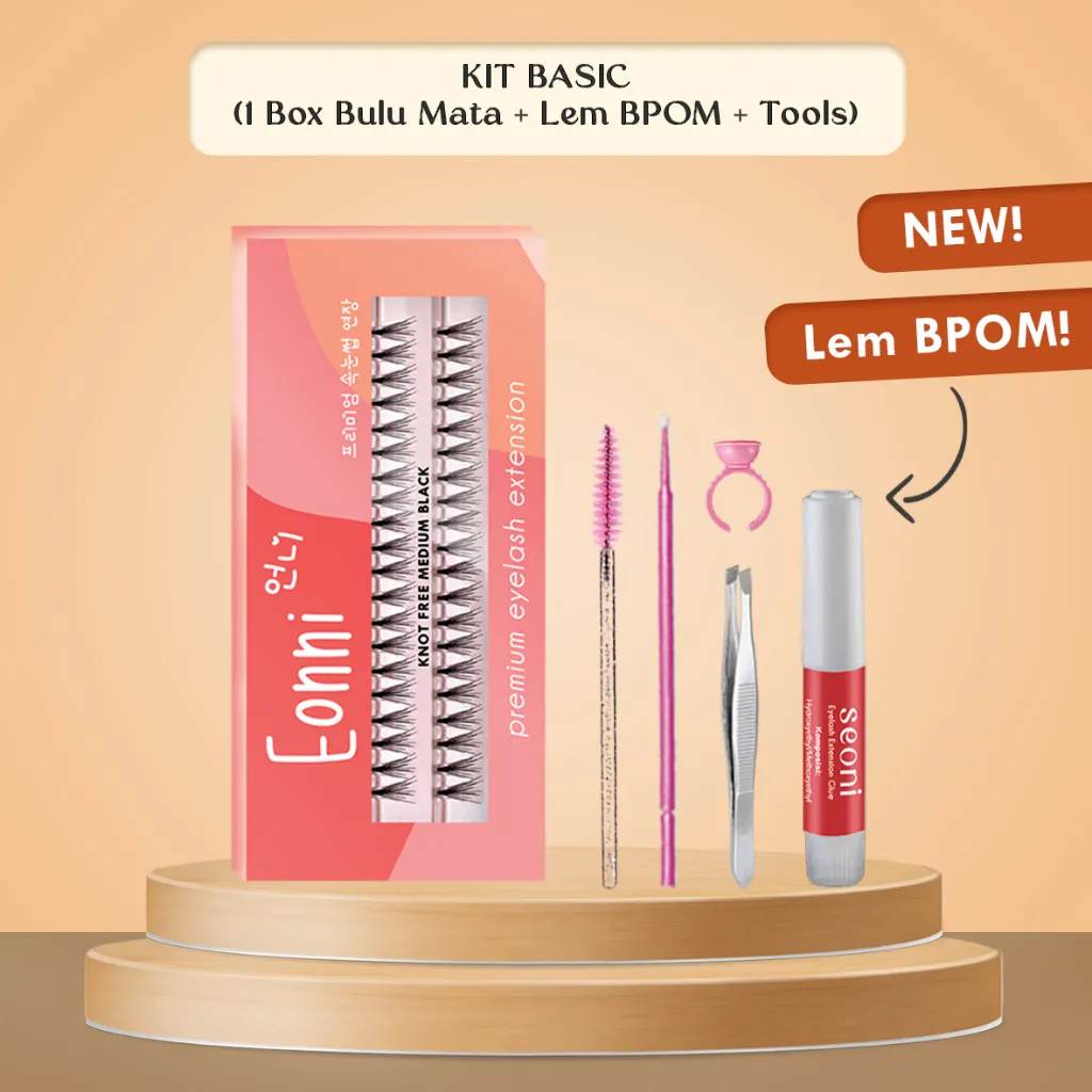Eyelash Extension 1 Box + Lem Tahan 3-4 Minggu / Paket Bulu Mata Tidak Perih