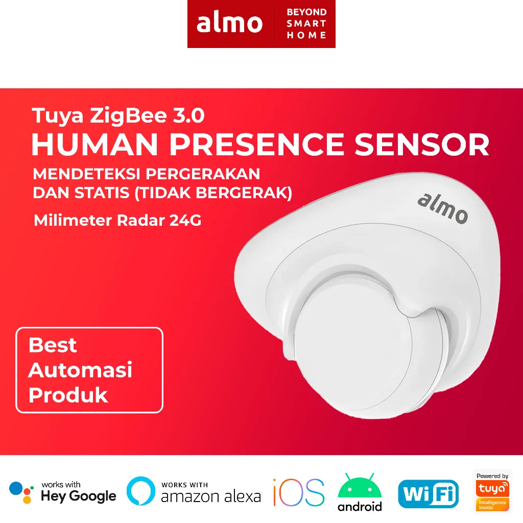 ALMO Tuya ZigBee Human Presence Sensor PRO 24G Milimeter Radar, motion & Statis