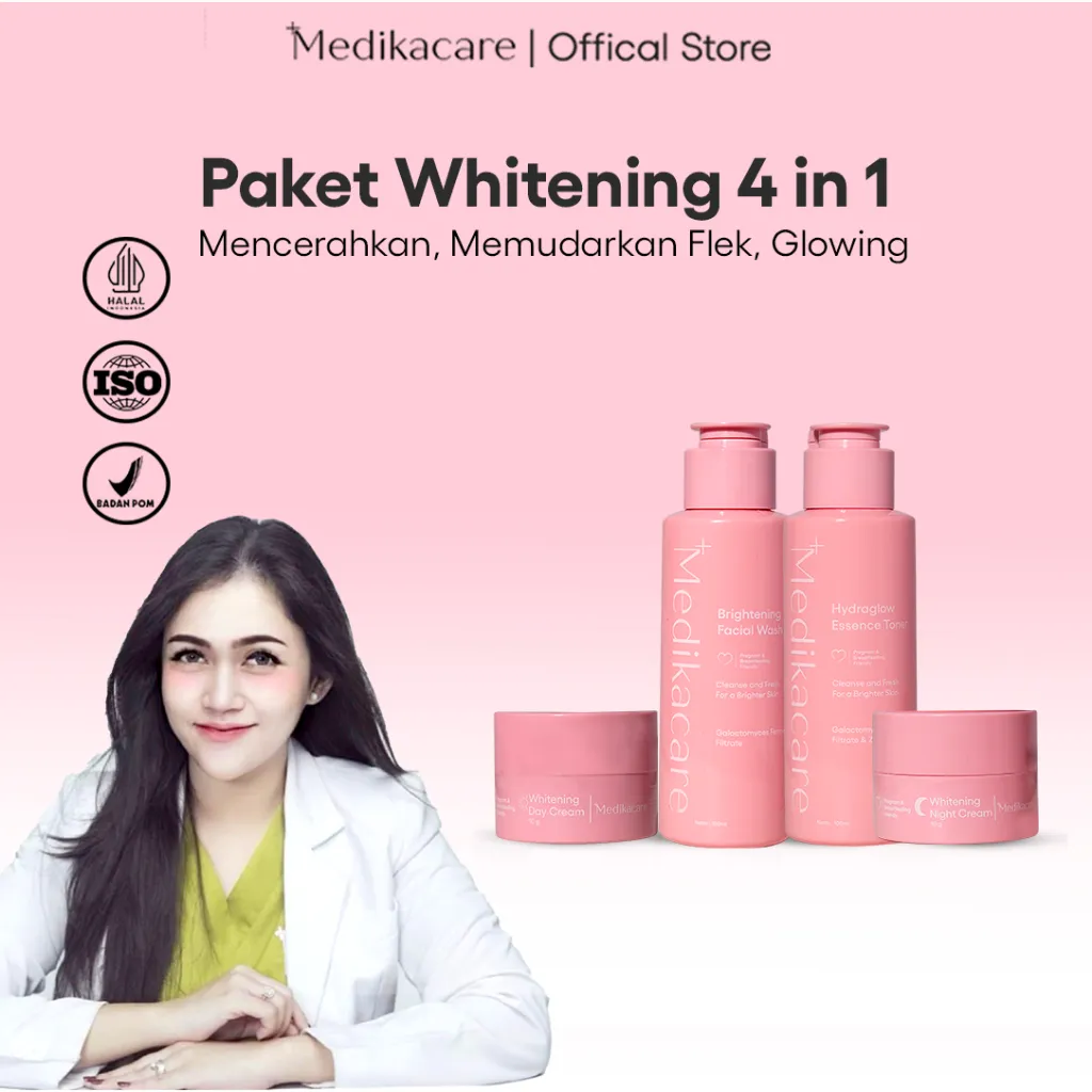 Medika Care Paket Premium Whitening 4 IN 1, Mencerahkan , Memudarkan Flek , Glowing