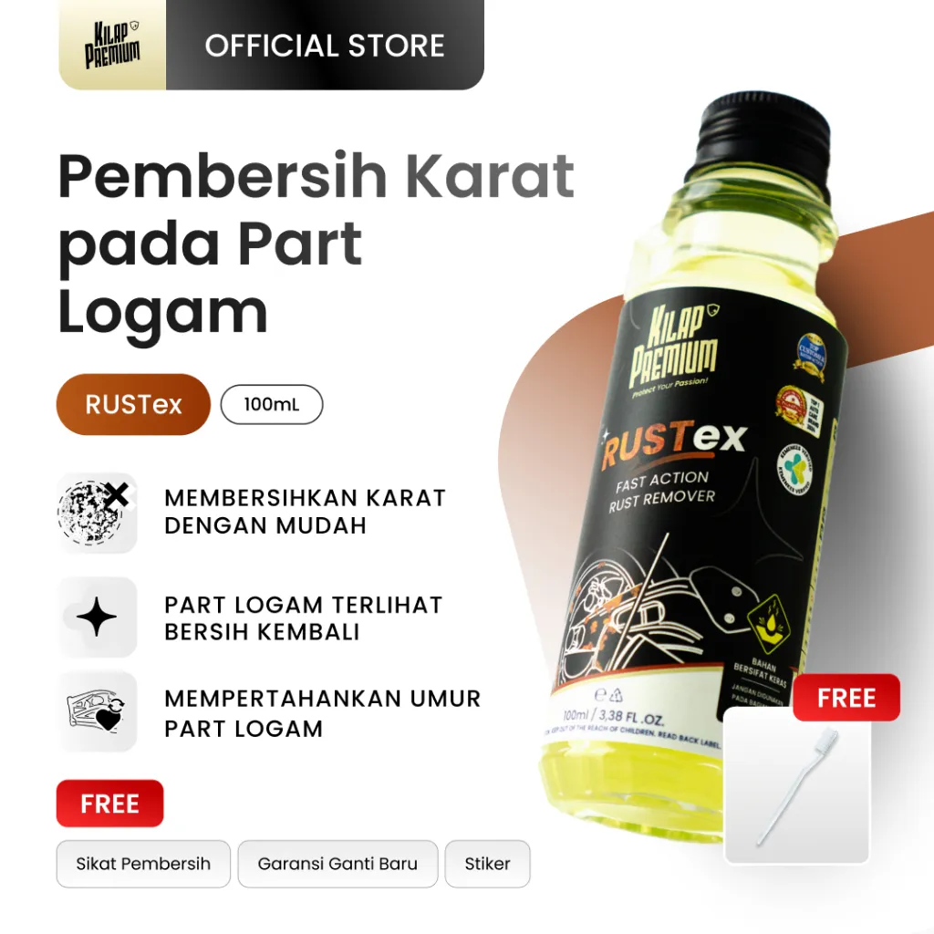 Rustex | Kilap Premium - Rust Remover, Pembersih Karat Motor Mobil, Penghilang Karat Logam, Pembersih Karat Mesin