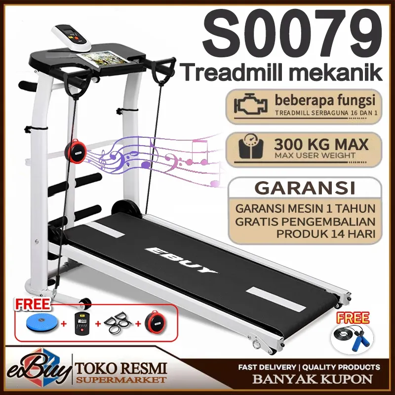 e-Buy Treadmill Manual Multifungsi 16 in 1 Treadmill - Alat Fitness/Treadmill Yang Tidak Mengkonsumsi Baterai