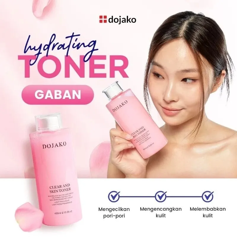 DOJAKO TONER PINK 400ML dan 100ML - Toner Pengecil Pori Pori Mengangkat Sel Kulit Mati Toner Pencerah Glowing Dojako Official Store Toner Dojako Gaban Toner Dojako Original Dojako Toner 400ml Dojako Toner 100ml Dojako Toner Original