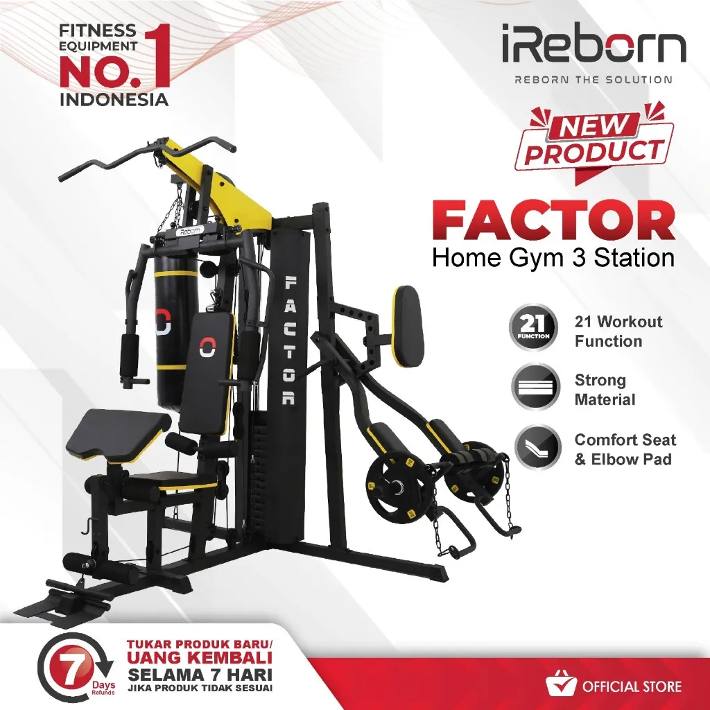 iReborn - Alat Fitness Home Gym 3 sisi 150LBS Factor