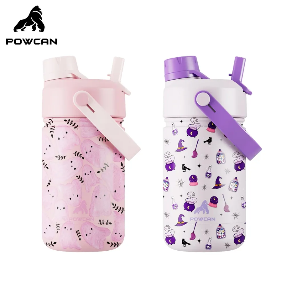 POWCAN 12oz(350ml) Gelas termos anak-anak Tumbler botol air minum halloween Premium Quality 304 Stainless Botol Minum Aesthetic Thermos 100% Anti Bocor BPA FREE