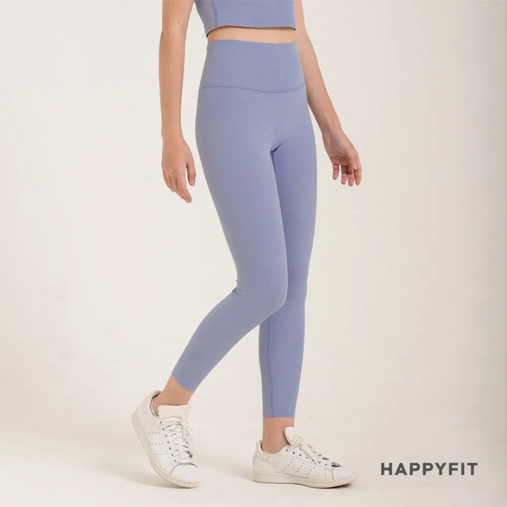 HAPPYFIT Leggings Ribbed Mid High Waist / Legging Olahraga Wanita