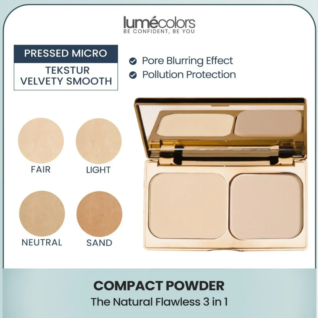 Lumecolors Compact Powder – Bedak Padat 3-in-1 Oil Control, Long Lasting, Pore Blurring