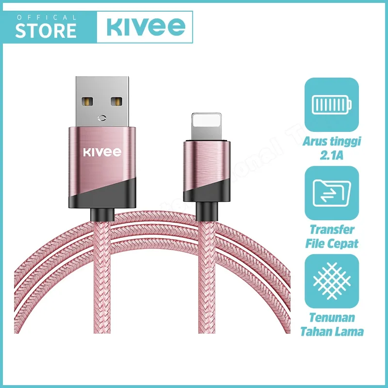 HOT KIVEE Kabel Data iphone Fast Charging Charger iphone KV-CH022 Rose Gold Macaron For iOS