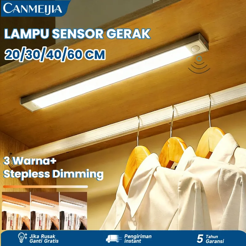 CANMEIJIA Lampu Sensor Gerak Motion Light Lampu Panjang LED USB Tidur Tempel Dinding Lemari Tangga Kabinet