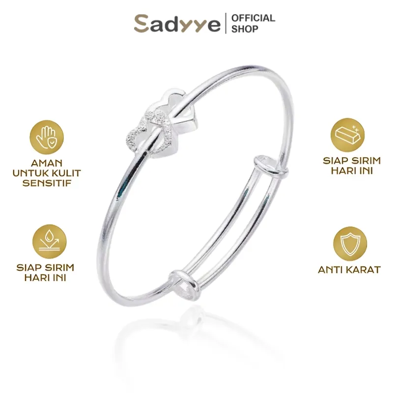 Sadyye Gelang Sahabat Perempuan Dorong Tarik Dapat Disesuaikan Gelang Hati Ganda Desain Ceruk Manis