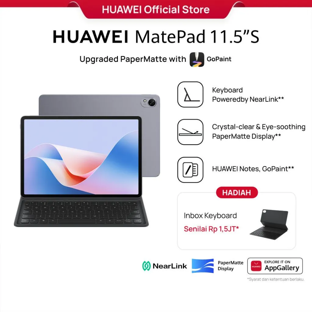 [ONLINE EXCLUSIVE] HUAWEI MatePad 11.5"S PaperMatte Edition Tablet [8+256GB] | NearLink Accessories | GoPaint | PC Level WPS