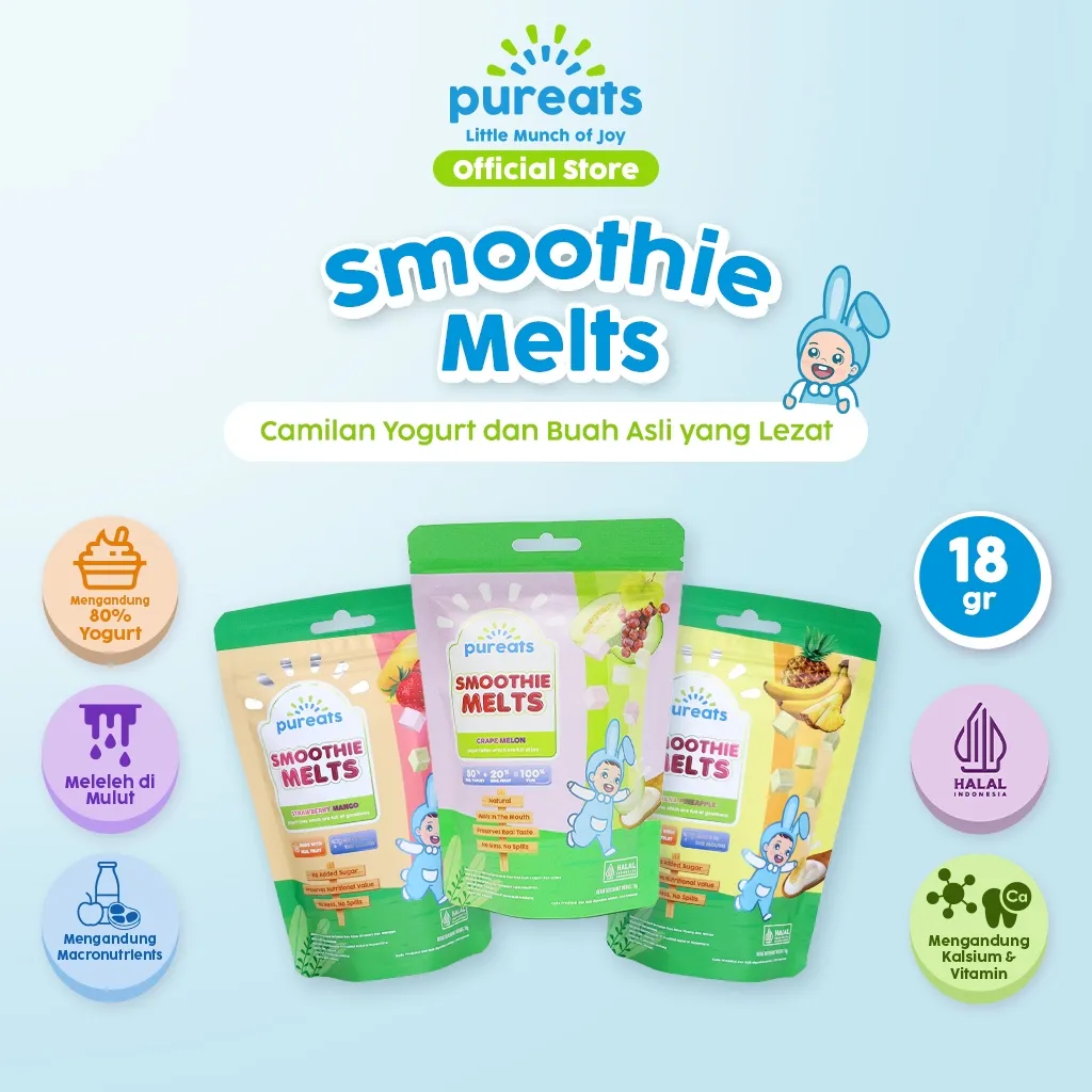 Pureats Smoothie Melts  - Snack Yogurt Lumer di Mulut Rasa Buah Camilan Sehat Alami AnakBayi