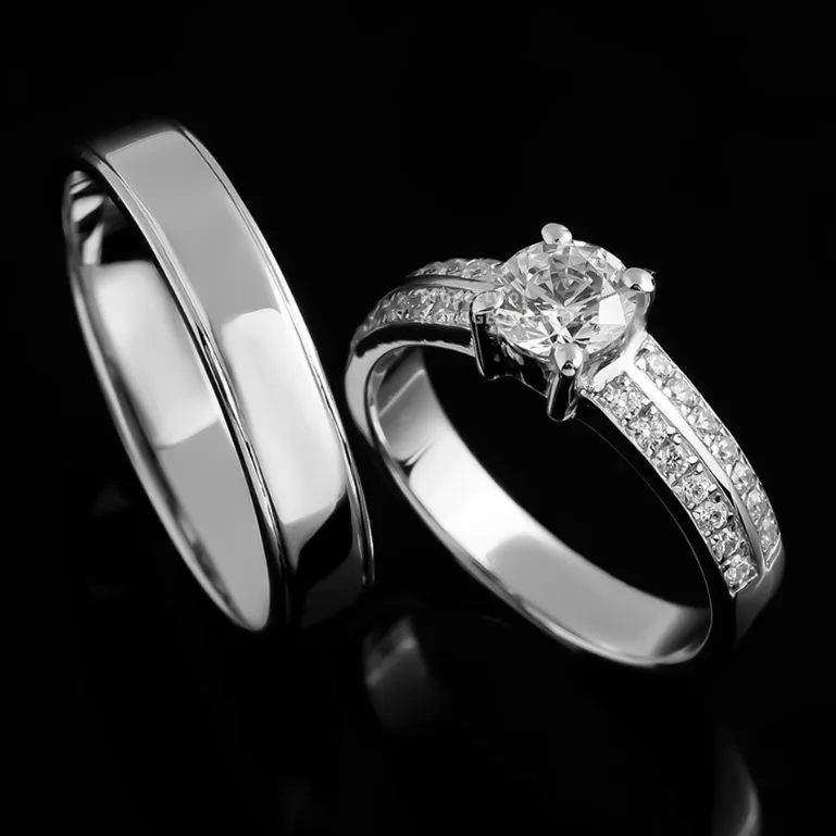Kotagede Jewellery - Cincin Custom Premium Couple Tunangan Emas Putih 3k, Palladium, dan Silver 950