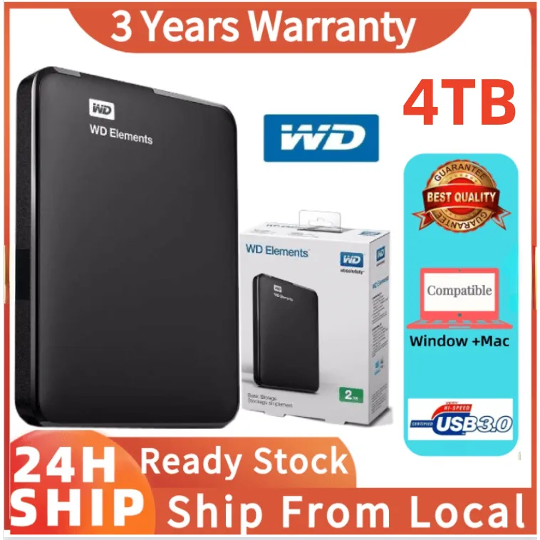 WD 1TB 2TB 4TB Hardisk Eksternal 2.5" Portable Hardisk USB 3.0 HDD Untuk PC/Laptop External Hard Drives Eksternal Hardisk