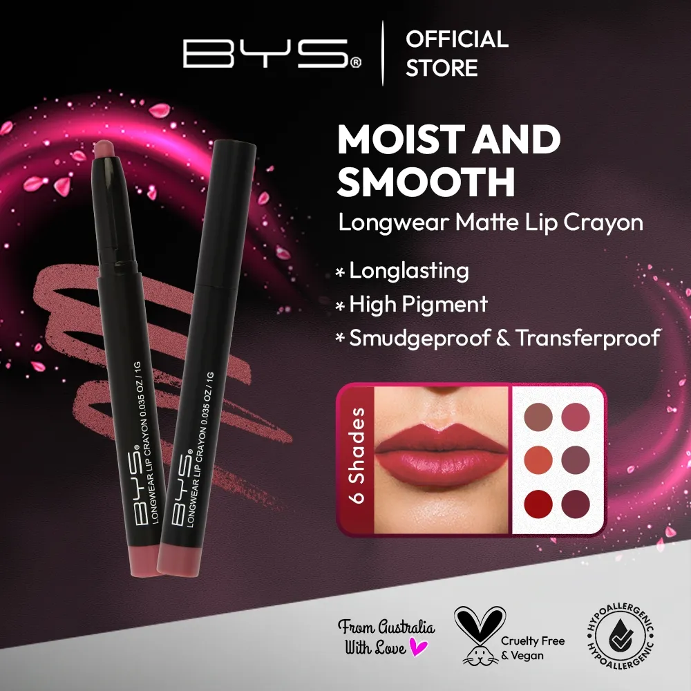 BYS Longwear Matte Lip Crayon - Longlasting Smudgeproof Transferproof Longslasting High Pigment