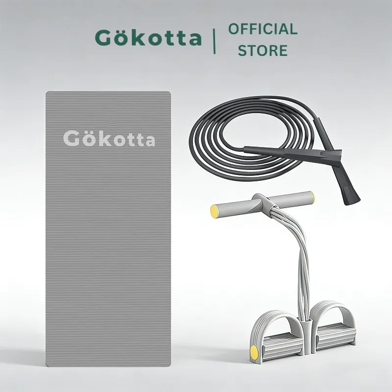 GOKOTTA Set Alat Olahraga – Yoga Mat Tebal + Tali Skipping + Tummy Trimmer | Home Workout Set Lengkap