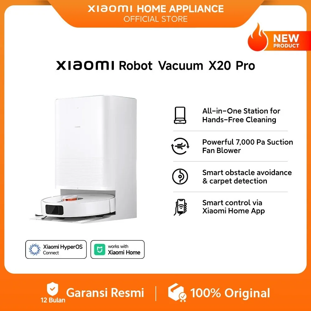 Xiaomi Robot Vacuum X20 Pro | X20+ | All-in-One Station for Hands-Free Cleaning | Powerful 7000 Pa Suction Fan Blower | Smart obstacle avoidance & carpet detection | Smart control via Xiaomi Home App [Official Store]