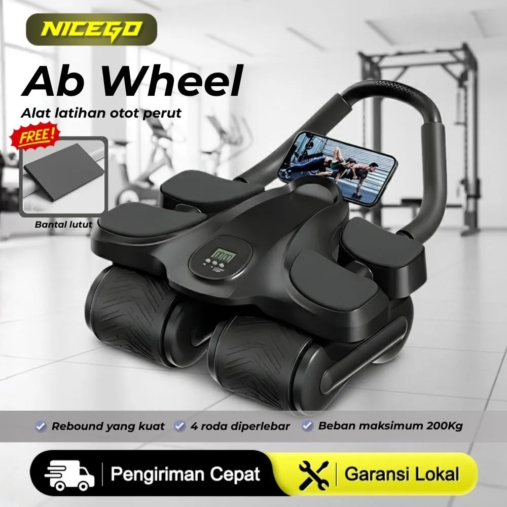 NICEGO Ab Wheel Ab Roller 4 Wheels Abdominal Roller Alat Olahraga Di Rumah