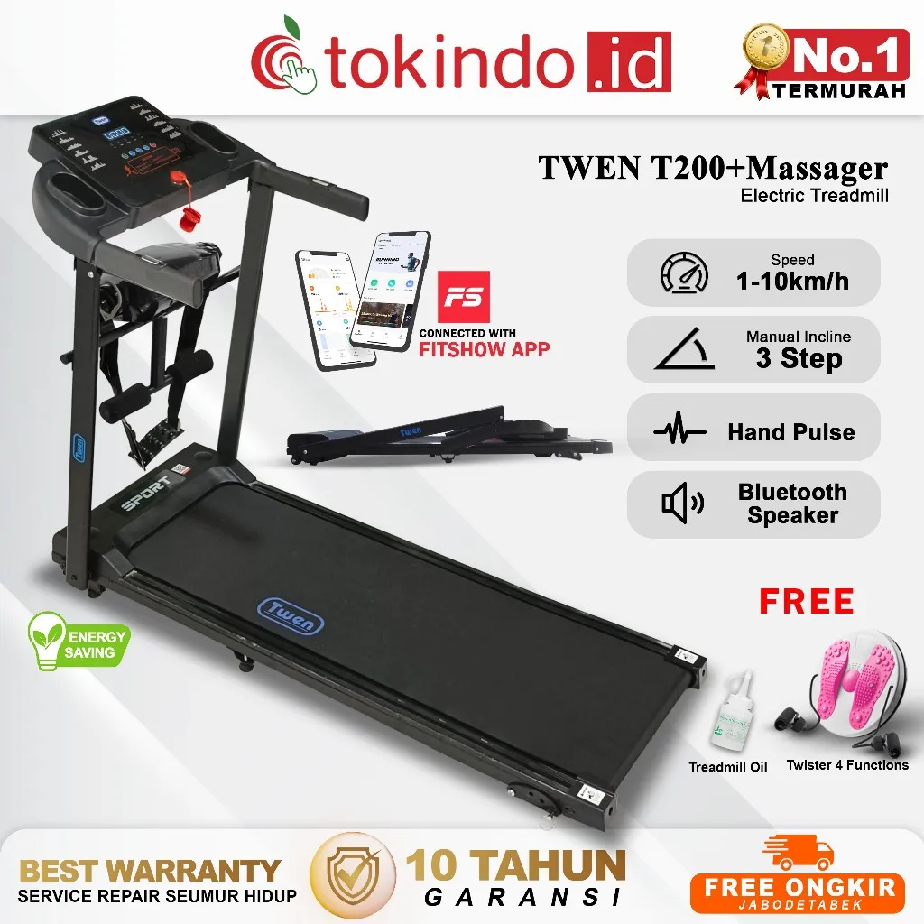 TWEN T200WA new T200 new + M T200WAM Treadmill Listrik Treadmill Portable Treadmill Multifungsi Treadmil Lipat Treadmill Electric Low Watt Alat Olahraga