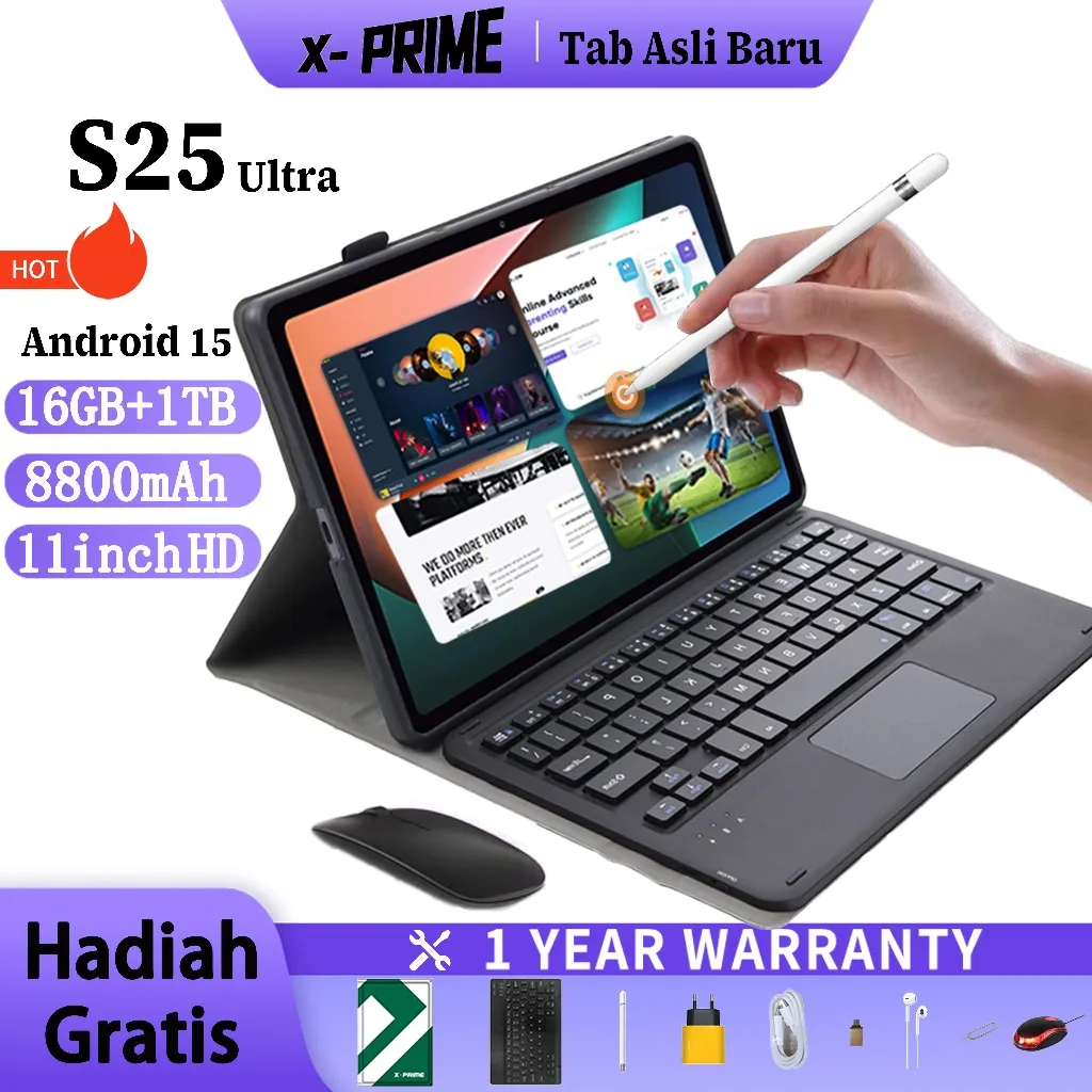[COD] Ready Stock Samsug X-PRIME Tablet murah 10.1 inch (16GB+1TB) PI3-S25 high-definition computer tablet learning, entertainment, office tablet android 15
