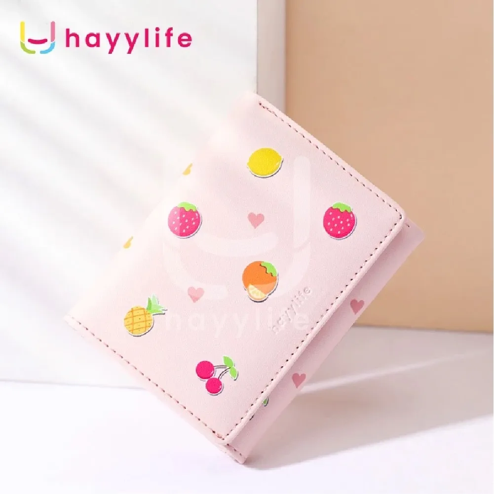 HAYYLIFE Dompet Wanita Motif Buah Dengan Card Holder 7 Slot Bahan Kulit PU Leather Premium HL-FAA694