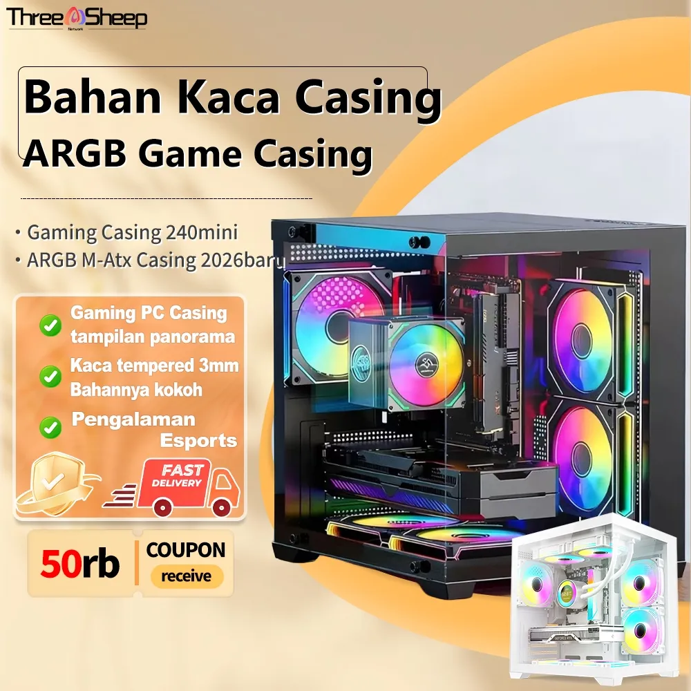 JT Casing PC Gaming M-ATX / ITX Host Desktop Casing Untuk Kantor, Belajar, Hiburan Dan Permainan Komputer Side-Through Berpendingin Air 240MINI